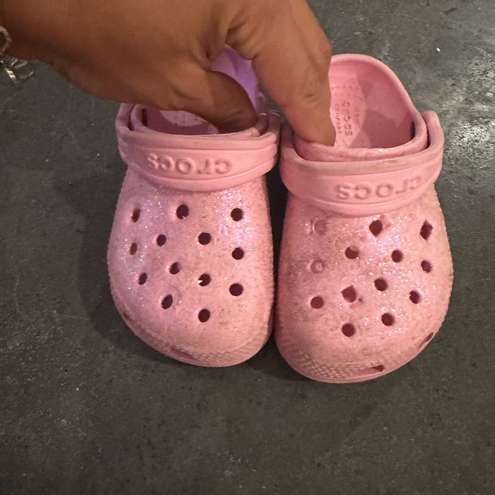CROCS Kids Glittery Pink Sandals